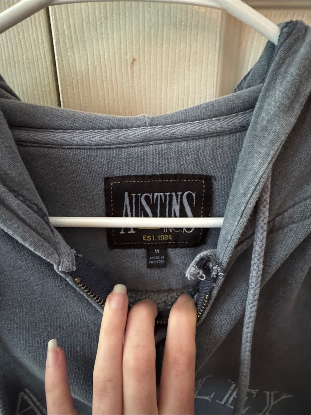 Austin’s Slate Blue Hooded Rangeley Quarter Zip Pullover Sweatshirt Size Medium - Picture 3 of 4